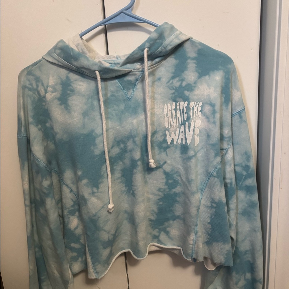 Flirtitude Blue Tie-Dye Crop Hoodie
